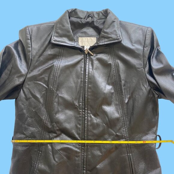 WORTHINGTON Genuine Leather Women's Medium Jacket w/Belt Biker Pockets EUC - Picture 8 of 16